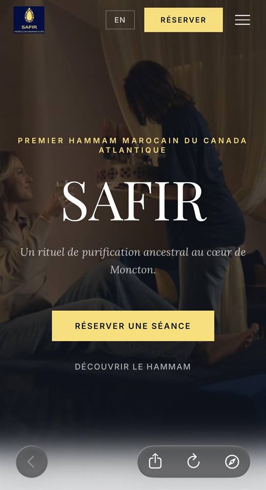 Après : nouveau site de SAFIR Hammam, réservation accessible dès l'en-tête